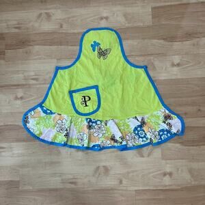 Blue/Lime Green Floral/Butterflies with Embroidery Apron